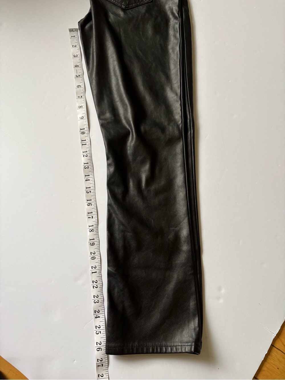 GAP High Rise Black Vegan Faux Leather Straight Leg Vintage Slim Pants, Sz 26 - Picture 9 of 12